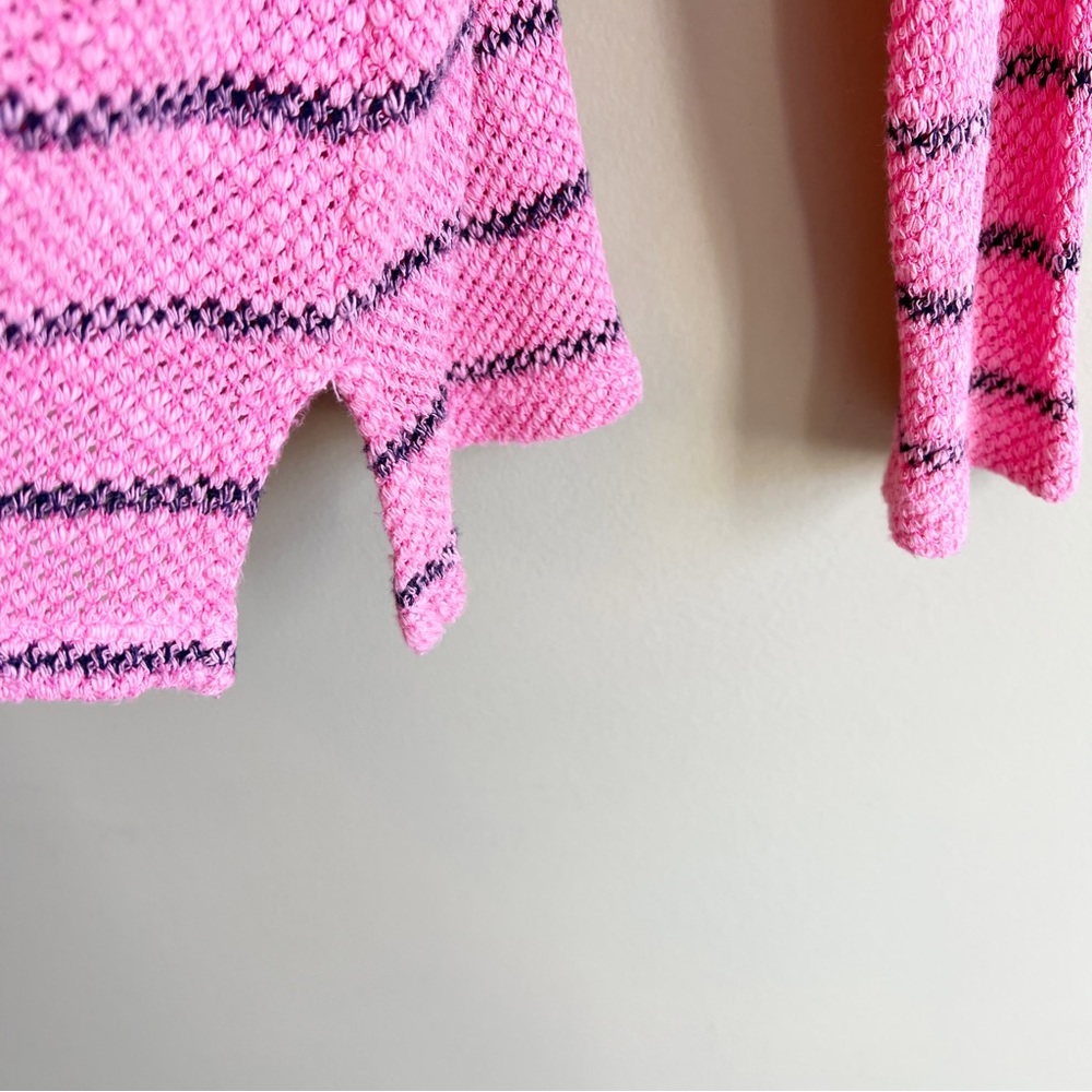 SUNDRY pink knit pullover sweater size small grommet tie bodice striped - Picture 5 of 9
